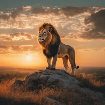 Majestic Lion at Sunset