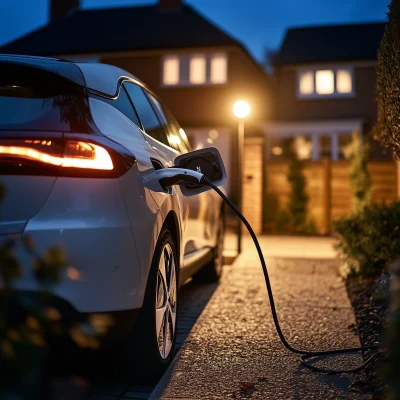 Electric Car Charging at Night