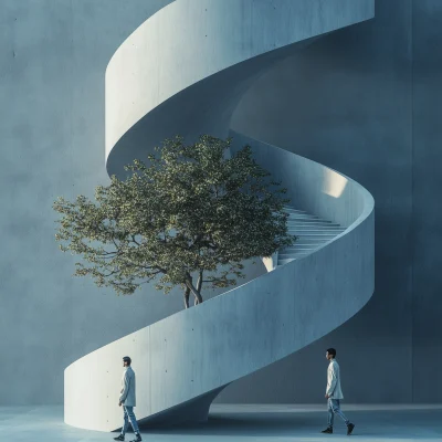 Futuristic Spiral Staircase with Fashion