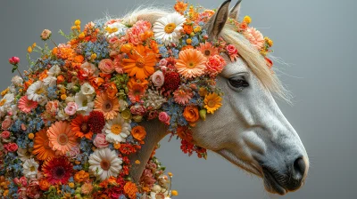 Mystical Floral Horse Portrait