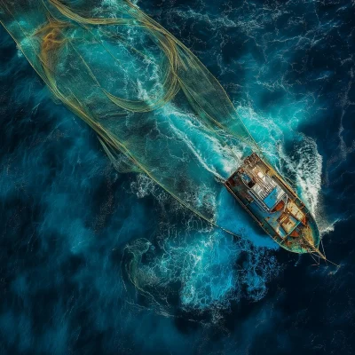 Aerial View of Fish Trawler