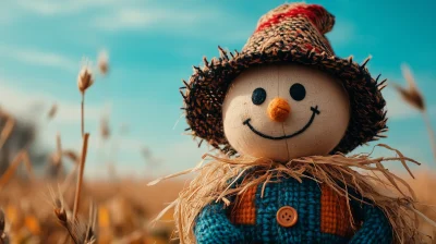 Cute Scarecrow in Field