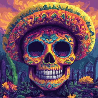 Vibrant Skull Art