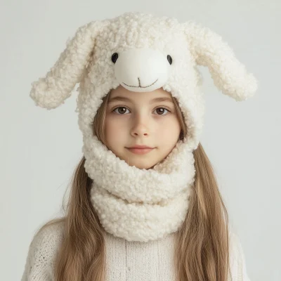 Knitted White Hat and Scarf Set