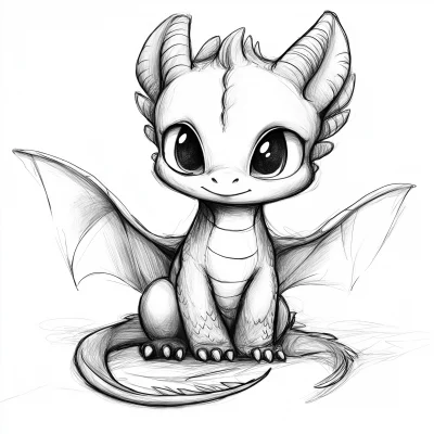 Cute Anime Dragon Sketch