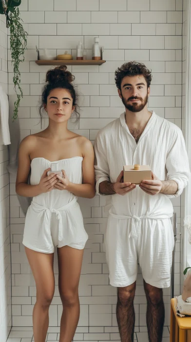 Young Couple in Bathroom