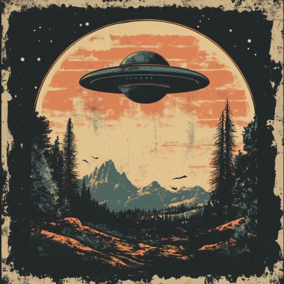 Retro UFO Over Nature