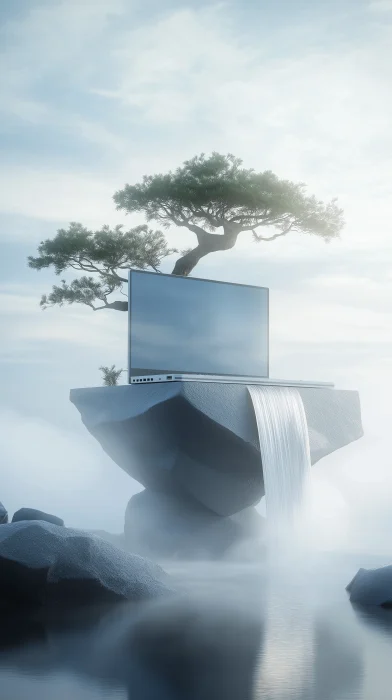 Zen Laptop Waterfall