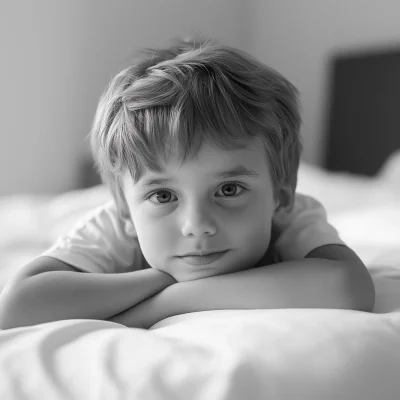 Boy Relaxing on Bed