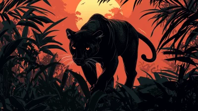 Sleek Black Panther in Jungle