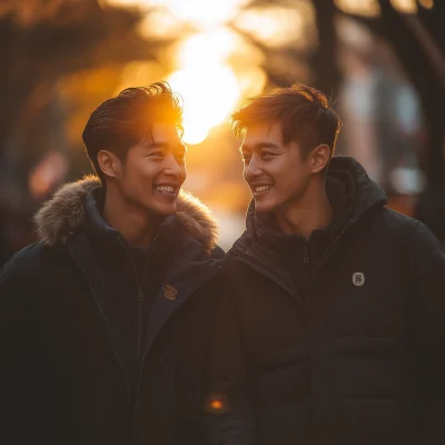 Young Beautiful Men Holding Hands