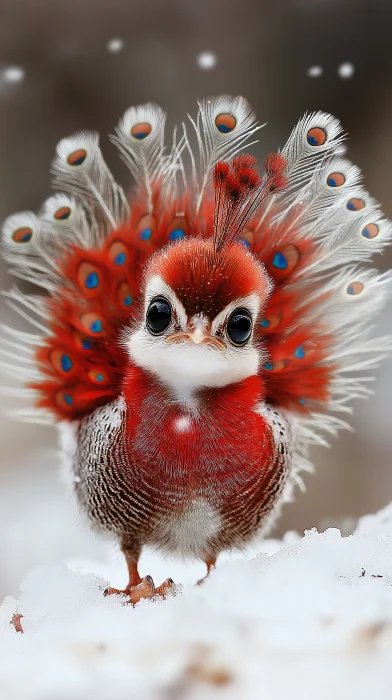 Bright Ruby Red Peacock Cub