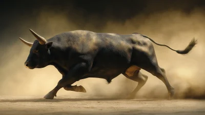 Muscular Bull in Motion