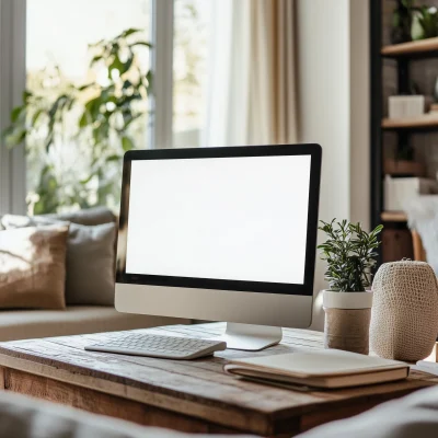 Minimalist Modern Living Room with Computer