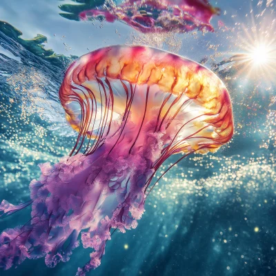 Colorful Jellyfish Underwater