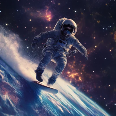 Astronaut Surfing in Space