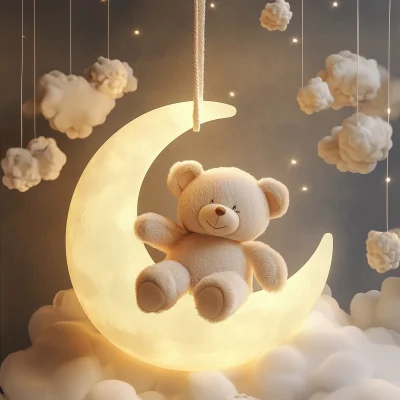 Teddy Bear on Moon Lamp