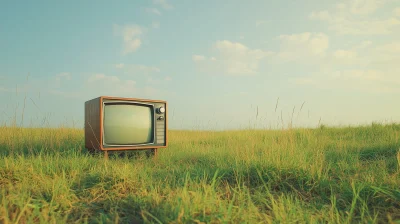 Retro TV in a Summer Field