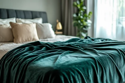 Dark Green and Black Velveteen Blanket