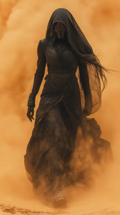 Futuristic Alien Woman in Sandstorm