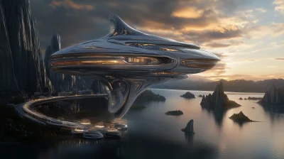 Futuristic Cityscape on Alien Planet