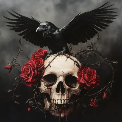 Raven and Skull Composition