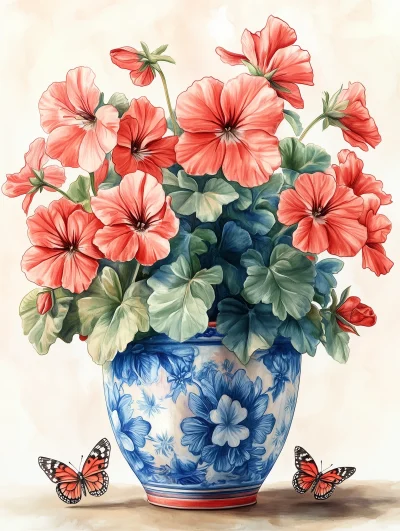 Cheerful Pot of Geraniums