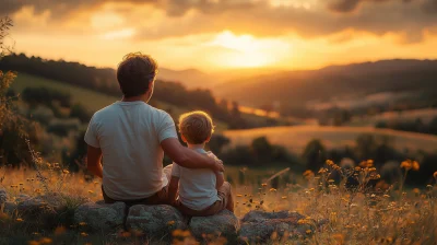 Father and Son at Sunset