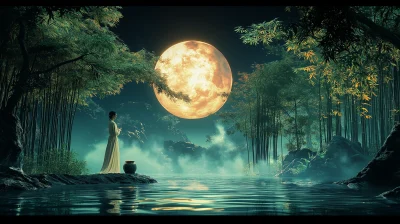 Bamboo Grove Moonlight Poetry