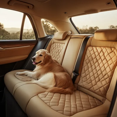 Golden Retriever in Car