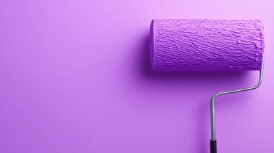 Lilac Paint Roller Against Wall