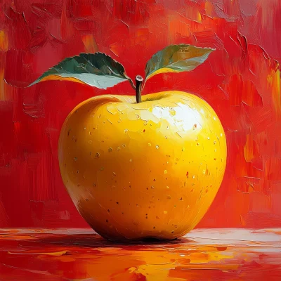 Yellow Apple on Red