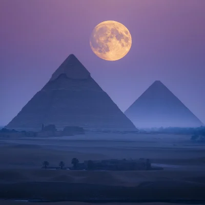 Moonlit Giza Pyramids