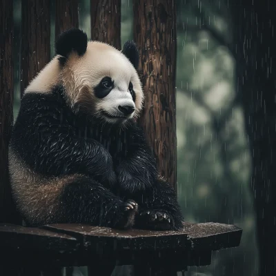 Sad Panda in the Rain