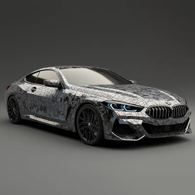 Modern BMW Car with Broken Tile Texture