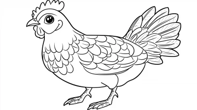 Adorable Hen Coloring Book Style