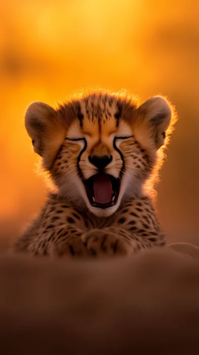 Yawning Baby Cheetah