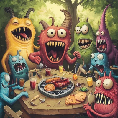 Funny Monsters BBQ Party