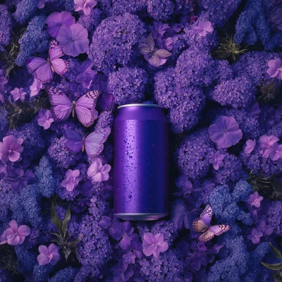 Cola Can on Purple Flowers