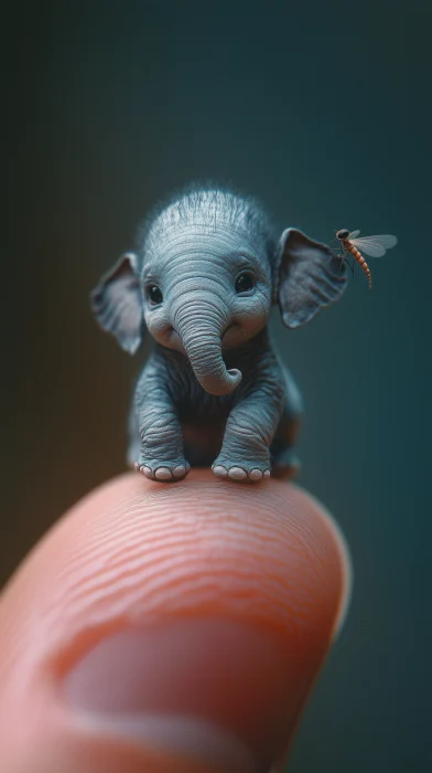 Tiny Baby Elephant on Thumb