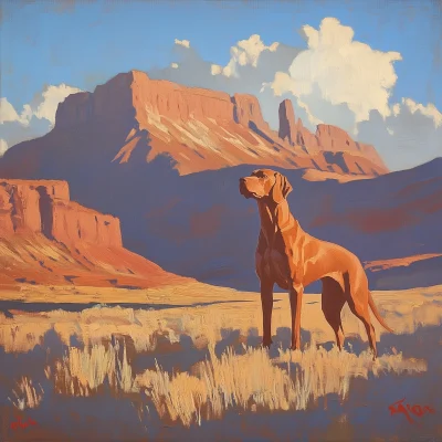 American Western Landscape with Vizsla