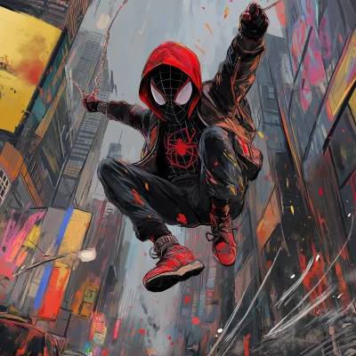 Miles Morales Swinging Through NYC