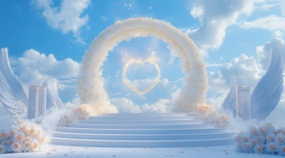 White and Gold Stage with Heart