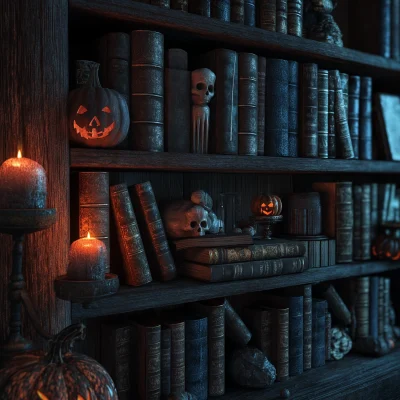 Creepy Halloween Bookshelf