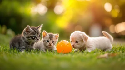 Cute Kittens and Puppies Playing