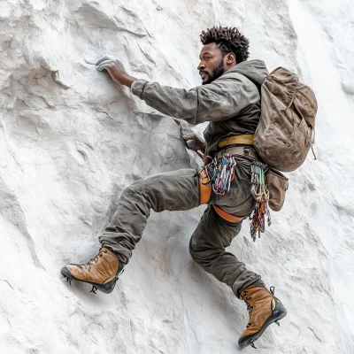 Young Man Rock Climbing