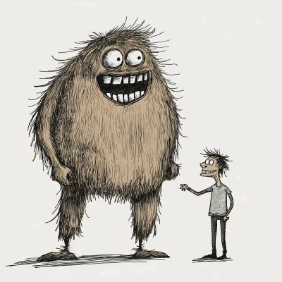 Hairy Monster and Laughing Adult