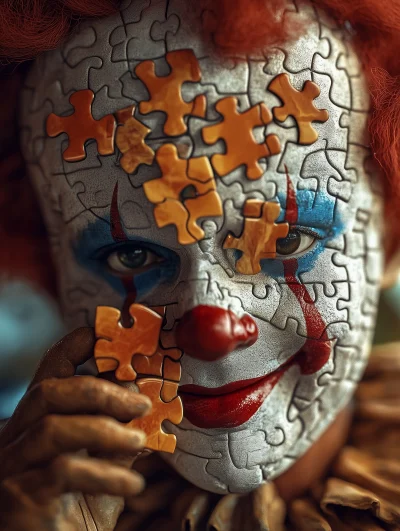 Clown Completing a Puzzle