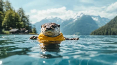 Charming Otter on a Lake