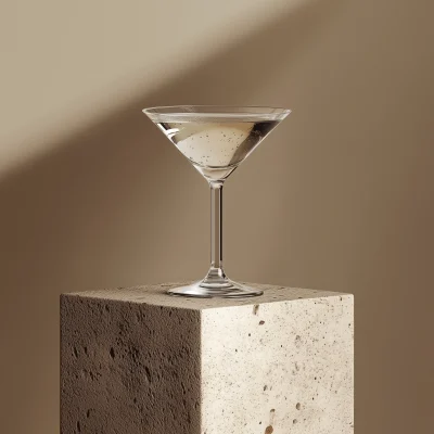 Elegant Cocktail Glass on Beige Stone